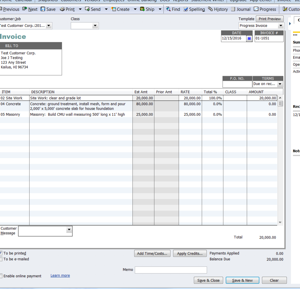 invoice with item and amt